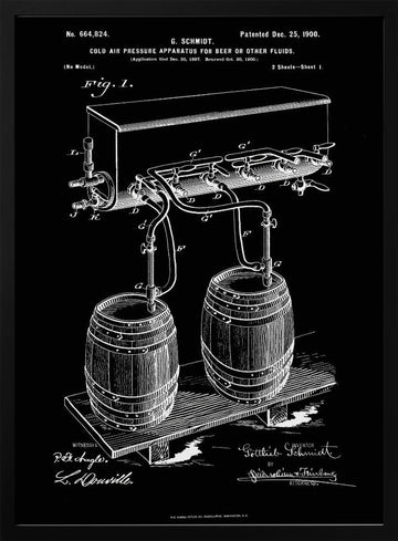 Vintage Beer System Patent | Poster - Black Metal Frame Interior