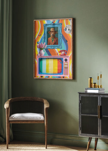 Groovy Dog Portrait | Poster - Room Interior 2