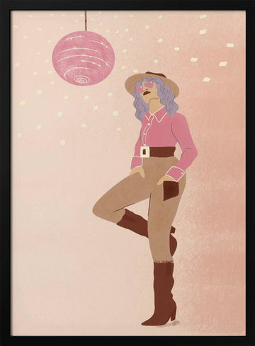 Disco Cowgirl 2 | Poster - Black Metal Frame Interior