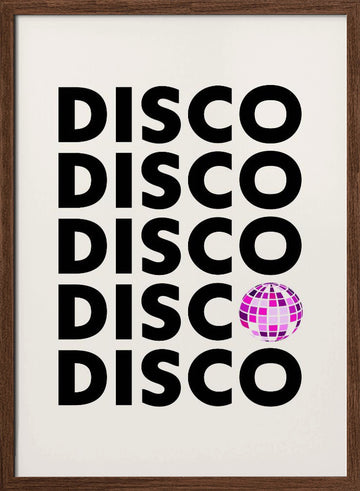 Pink Disco Party | Poster - Walnut Frame Interior