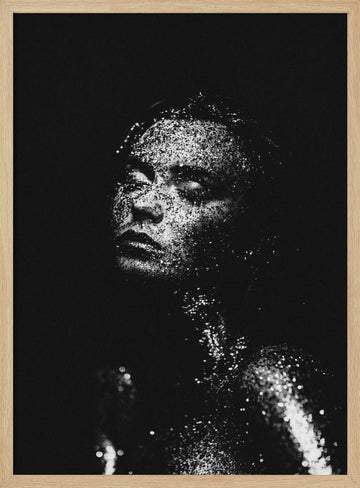 Glittering Woman Portrait | Poster - Wood Frame Interior