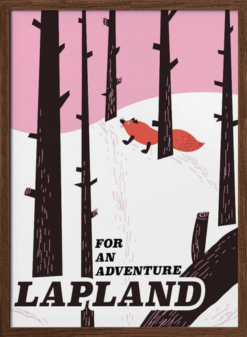 Lapland Fox Winter Forest | Poster - Walnut Frame Interior