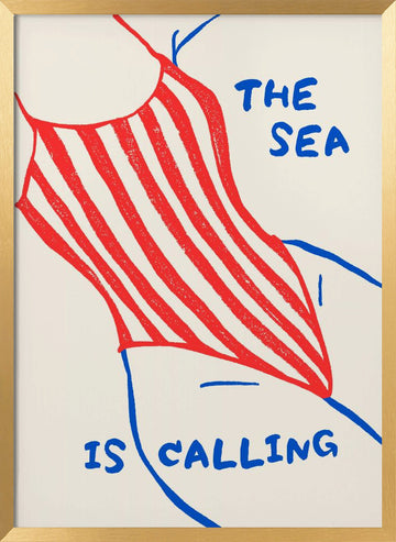 The Sea Is Calling | Poster - Gold Frame Interior