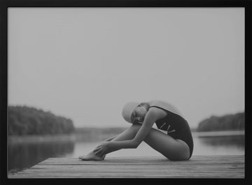Quiet Lake Swimmer | Poster - Black Metal Frame Interior