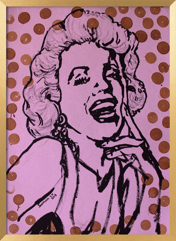 Laughing Pop Art Woman | Poster - Gold Frame Interior