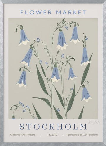 Delicate Bluebell Bloom | Poster - Silver Frame Interior
