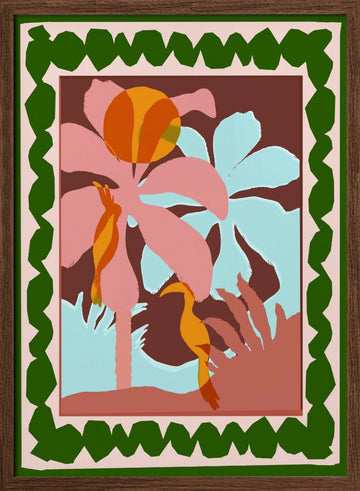 Tropical Birds Paradise | Poster - Walnut Frame Interior