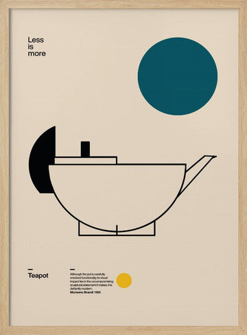Sleek Bauhaus Teapot | Poster - Wood Frame Interior