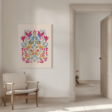 Vibrant Folk Garden | Canvas - Room Interior 1