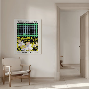 Vibrant Abstract Floral Grid | Canvas - Room Interior 1