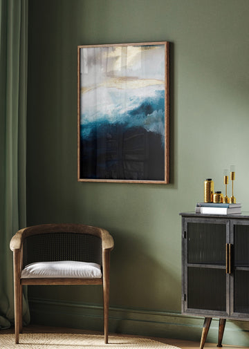 Deep Blue Gold Waves | Poster - Room Interior 2