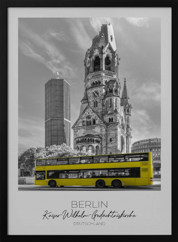 Berlin Memorial Church Bus | Poster - Black Metal Frame Interior