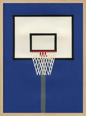 Modern Basketball Hoop | Poster - Wood Frame Interior