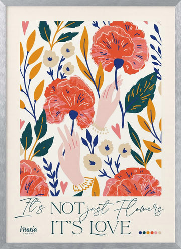 Poppies and Loving Hands | Poster - Silver Frame Interior