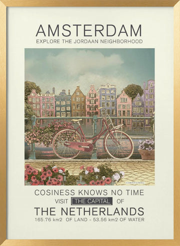Amsterdam Canal Bicycle | Poster - Gold Frame Interior