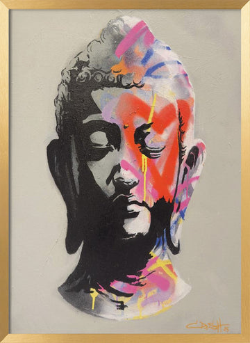 Graffiti Buddha Head | Poster - Gold Frame Interior