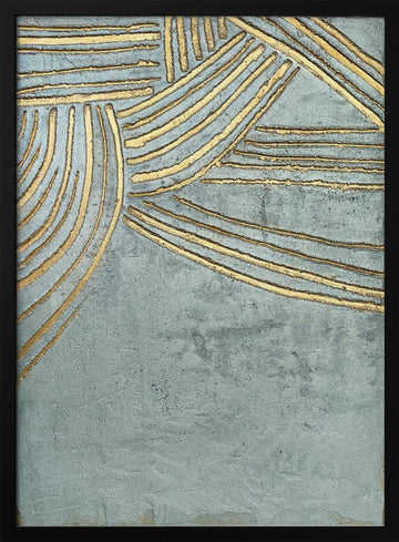 Flowing Gold Lines | Poster - Black Metal Frame Interior