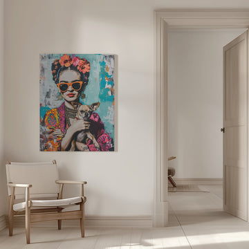 Colorful Portrait Chihuahua | Canvas - Room Interior 1