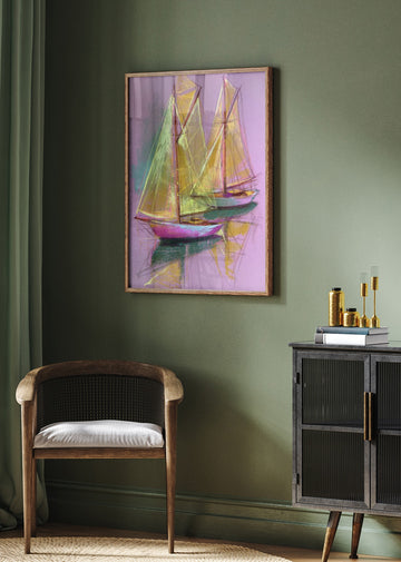 Colorful Sailboat Reflections | Poster - Room Interior 2
