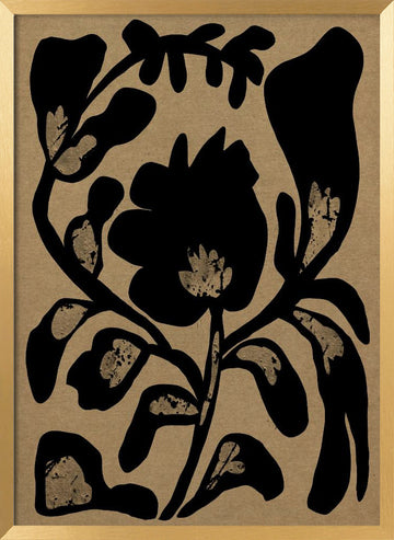 Black Botanical Silhouette | Poster - Gold Frame Interior