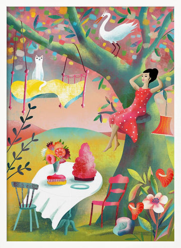 Dreamy Treehouse Garden | Poster - White Frame Interior