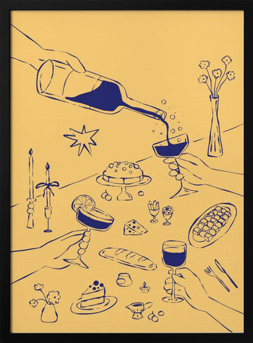 Elegant Dinner Gathering | Poster - Black Metal Frame Interior