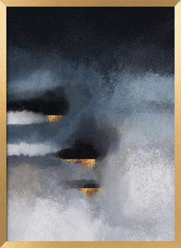 Golden Storm Abstract | Poster - Gold Frame Interior