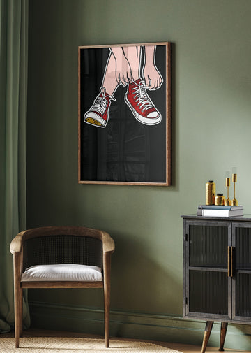 Tying Red Sneakers | Poster - Room Interior 2