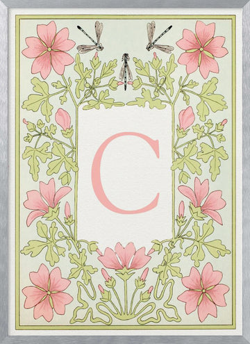 Botanical Initial C | Poster - Silver Frame Interior