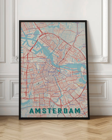 Stylized Amsterdam Map | Poster - Room Interior 1
