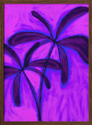 Abstract Purple Palms | Poster - Walnut Frame Interior