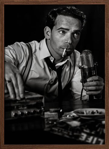 Smoking Radio Host | Poster - Walnut Frame Interior