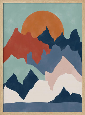 Colorful Mountain Sunset | Poster - Wood Frame Interior