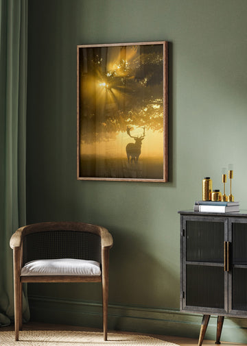 Majestic Golden Stag | Poster - Room Interior 2
