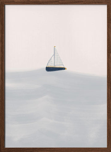 Serene Sailboat Waters | Poster - Walnut Frame Interior