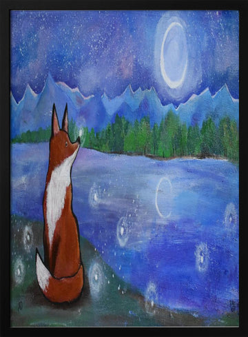 Moonlit Fox Dreams | Poster - Black Metal Frame Interior