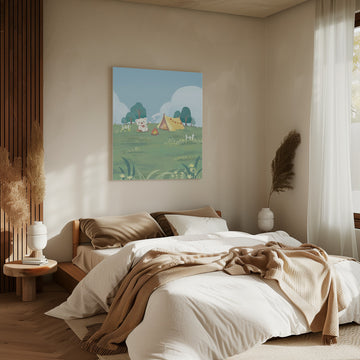 Bear Campfire Roasting Marshmallow | Canvas - Room Interior 2