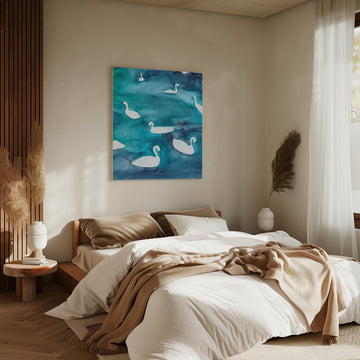 Graceful Swans on Water | Canvas - Room Interior 2