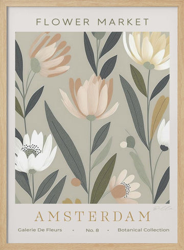 Soft Pastel Florals | Poster - Wood Frame Interior