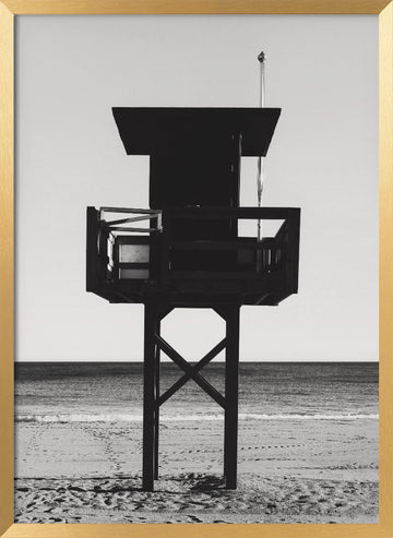 Black And White Beach Stand | Poster - Gold Frame Interior