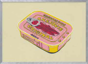Retro Pink Fish Tin | Poster - Silver Frame Interior
