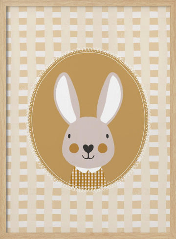 Whimsical Bunny Character | Poster - Wood Frame Interior