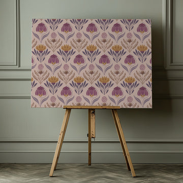 Ornate Purple Gold Floral | Canvas - Room Interior 1