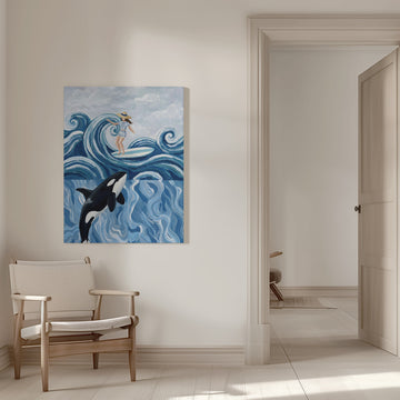 Surfer Girl and Orca | Canvas - Room Interior 1