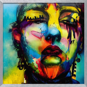 Vibrant Abstract Portrait | Poster - Silver Frame Interior