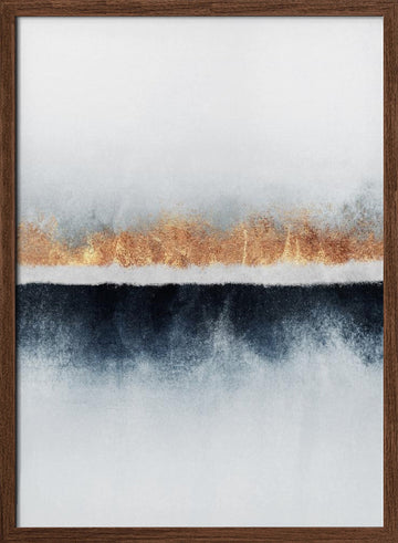 Golden Horizon Abstract | Poster - Walnut Frame Interior
