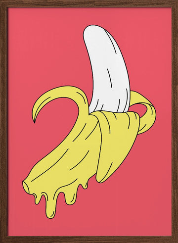 Melting Banana | Poster - Walnut Frame Interior