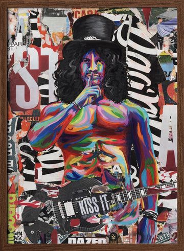 Vibrant Rocker Portrait | Poster - Walnut Frame Interior