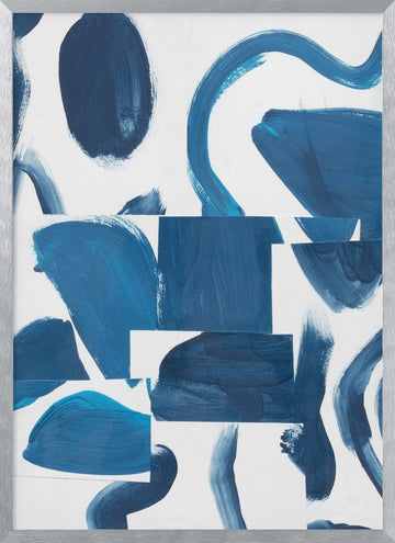 Abstract Blue Shapes | Poster - Silver Frame Interior