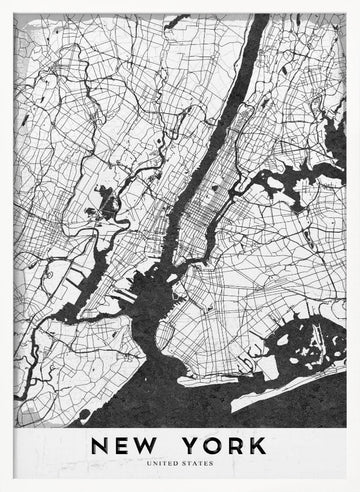 New York City Map | Poster - White Frame Interior